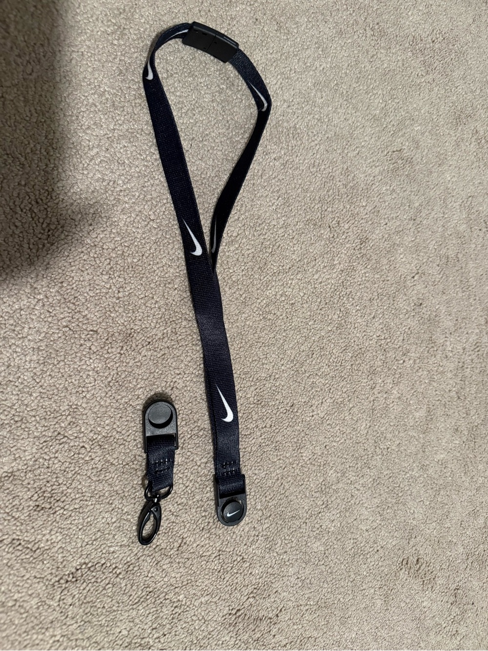 Nike Black Lanyard with White Swoosh Logos - Picture 2 of 2